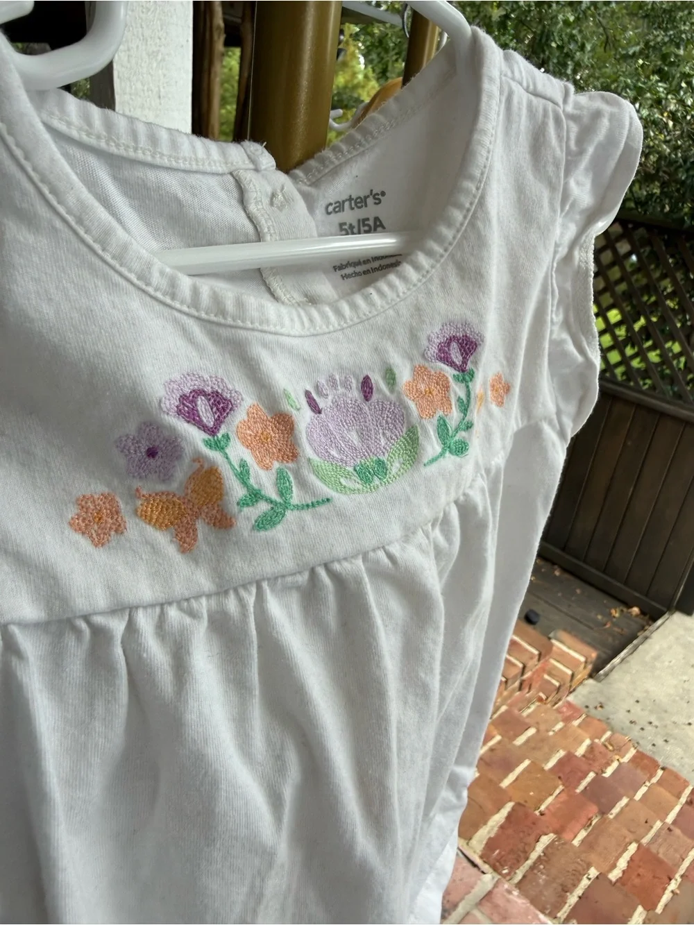 Carter's White Tee with Pastel Floral Embroidery Size 5T